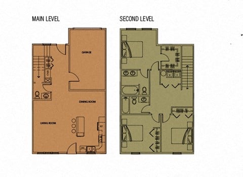 Floor plan for 3 beds, 2.5 baths, 1524 sqft